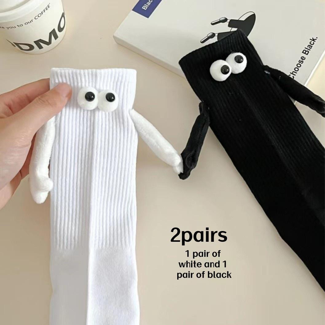 

2/5 Pairs Pack, Random Colors, Christmas Gift Knitted Holding-Hands Socks, Magnetic Socks, Popular Internet Socks, Quirky and Unique Couple So One Size