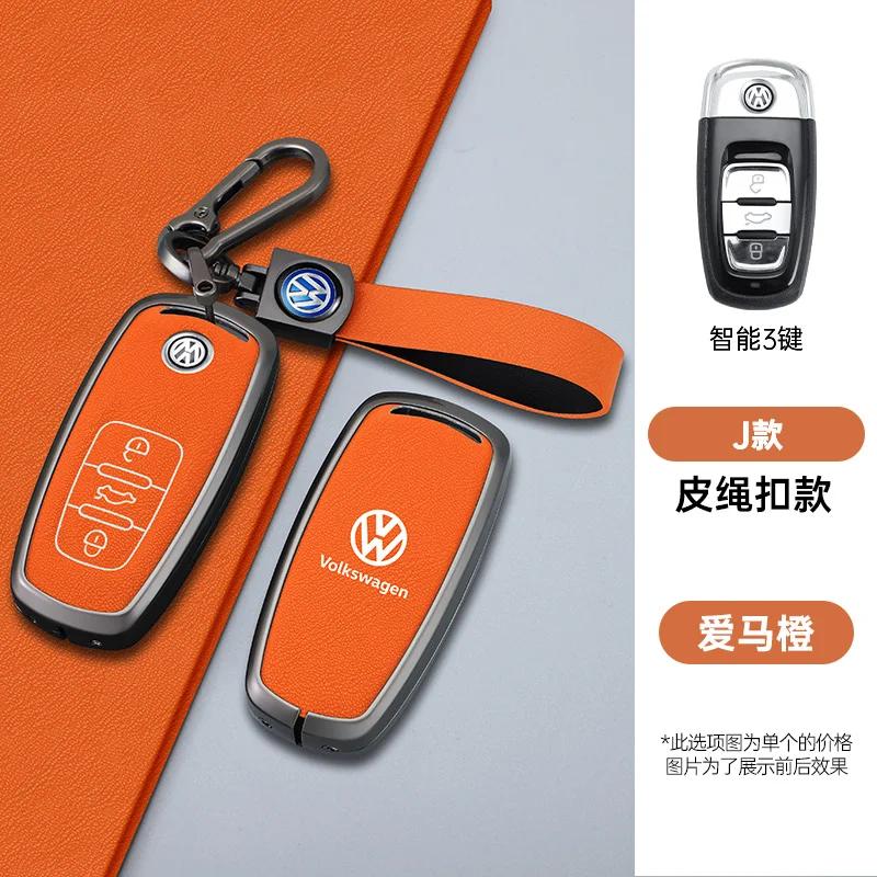 VW GTI GOLF 2026 Hot For VW VOLKSWAGEN Zinc Alloy Leather Car Key Case Cover Holder Shell Fob For VW Tiguan Touran Caddy Beetle 