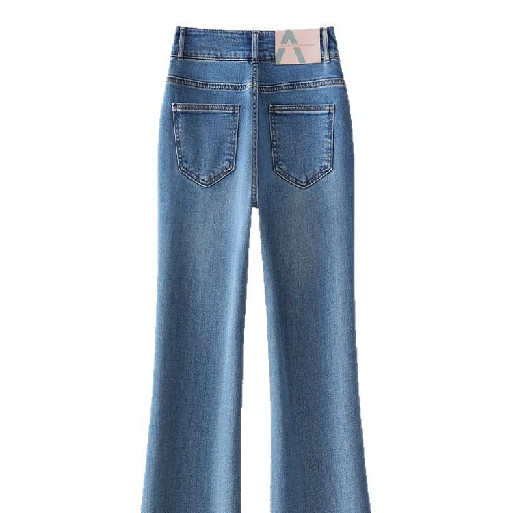 Light Blue High-Waisted Slimming Bell-Bottom Jeans - Women's Casual Micro-Flare, 2026 Spring/Summer Collection