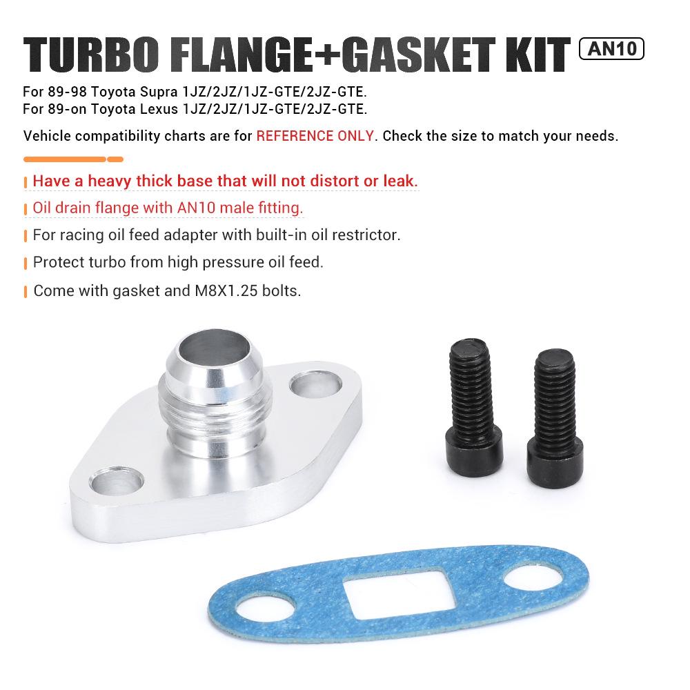AN10 Turbocharger Oil Pipe Flange Adapter for 1JZ/2JZ Auto Parts