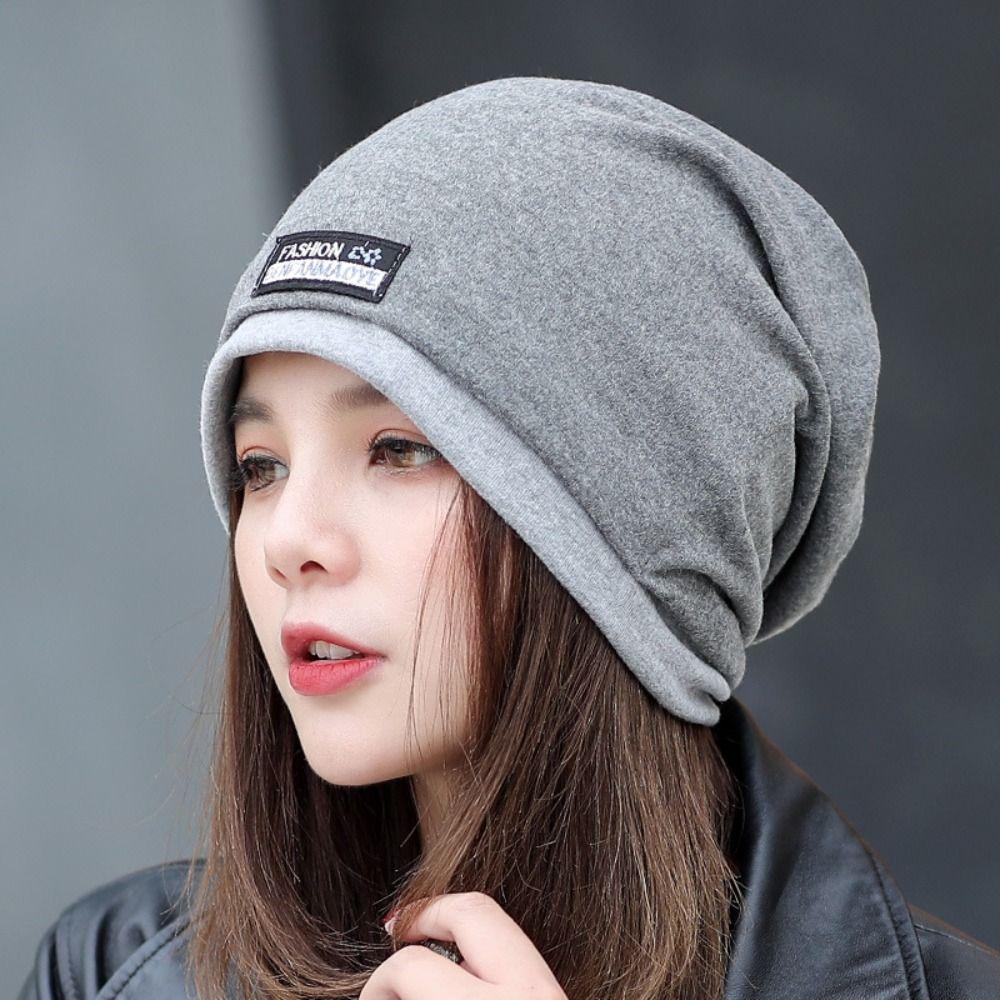 Solid Color Head Wrap Cap Ruffle Beanie Scarf Casual Turban Hat