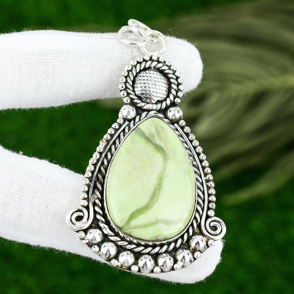 925 Silver Pear Imperial Jasper Gemstone Artisan Birthday Unique Pendant Jewelry