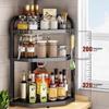 Household 2/3 Layer Condiments Rack Corner Stand with Hooks Seasoning Rack Carbon Steel Storage Rack Kitchen Organizer Supplies