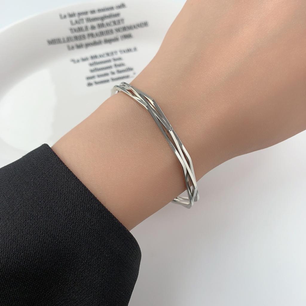 Simple Personality Multi-Layer Irregular Geometric Bracelet Cold Wind Three-Layer Open Bracelet Female
