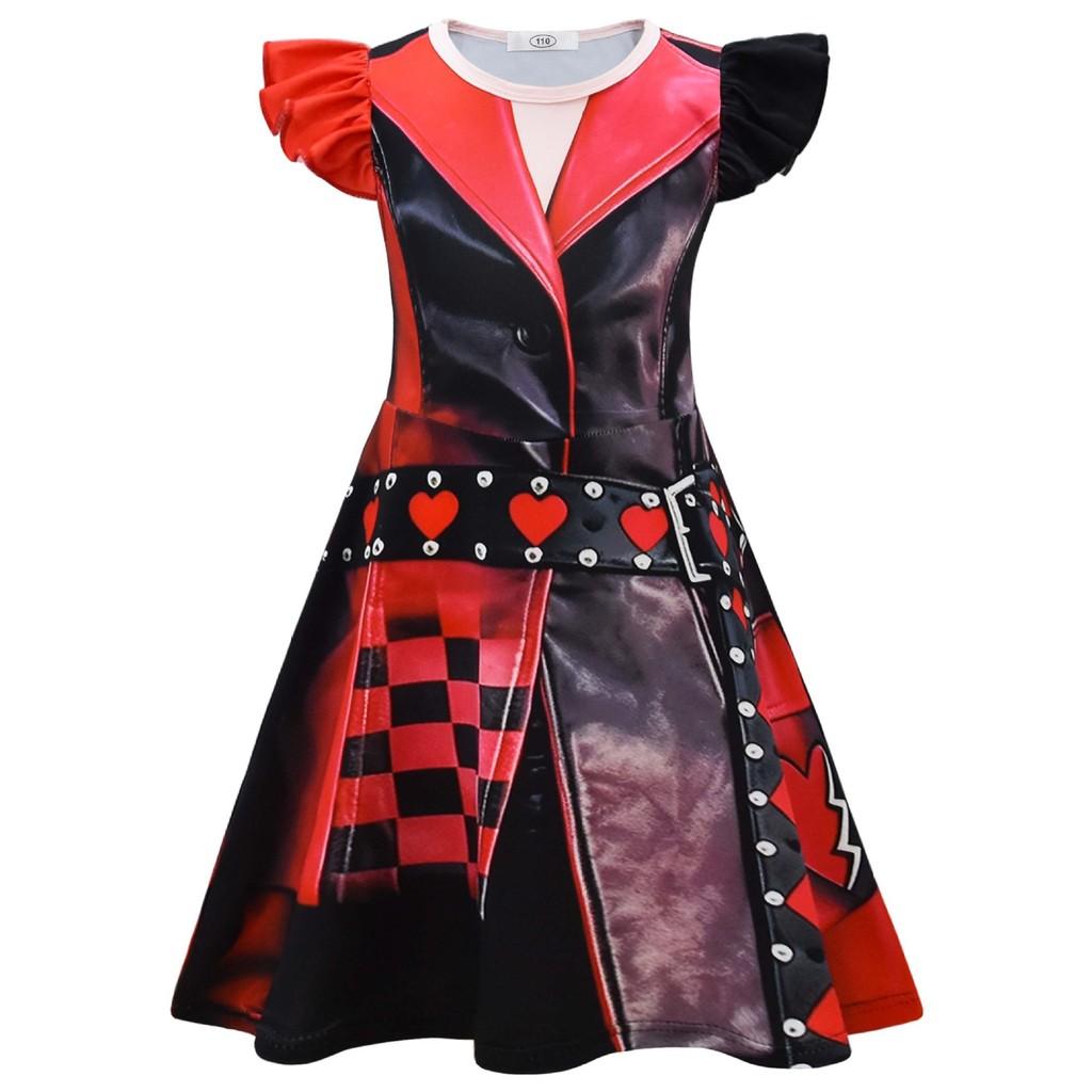 26312 Kids Girls Descendant Printed Ruffle Sleeves Dress 110cm