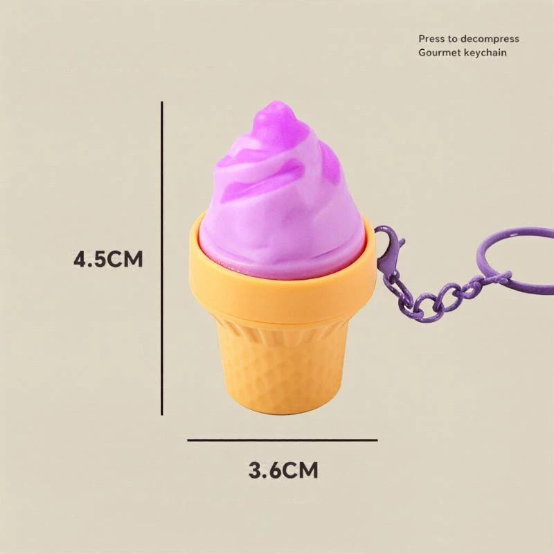Food Shaped Anti Anxiety Stress Relief Keychain Realistic Creative Soft Squeeze Toy Key Ring for Kids Gift