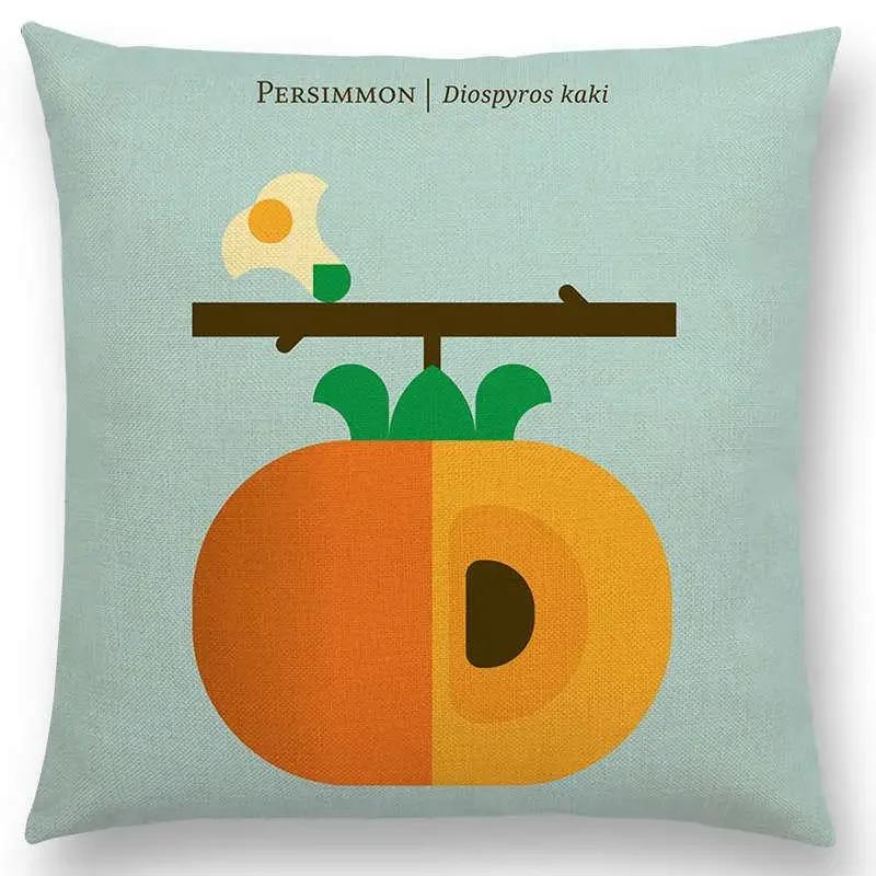 Urocze Owoce Warzywa Poszewka na Poduszkę Cytryna Ananas Awokado Jeżyna Cebula Burak Ogórek Poszewka na Poduszkę Ozdobną na Sofę