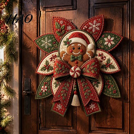Handarbeits-Nähzubehör Weihnachts-Quilt-Schleife DIY-Set, 3D Handgemachtes Dekoratives Ornament, Vorgeschnittene Stoffdekorationen und Schritt-für-Schritt-Anleitung zum Basteln