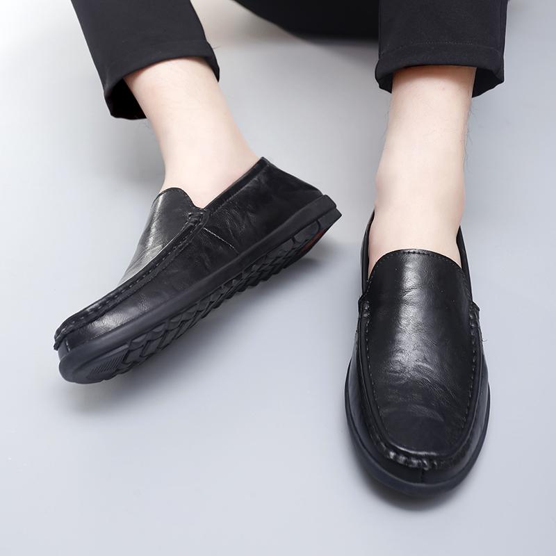 Fashion Summer Luxury Brand Flats  Men Casual Shoes Soft Leather Mens Loafers Moccasins Italian Designer Breathable Slip on Boat Shoes