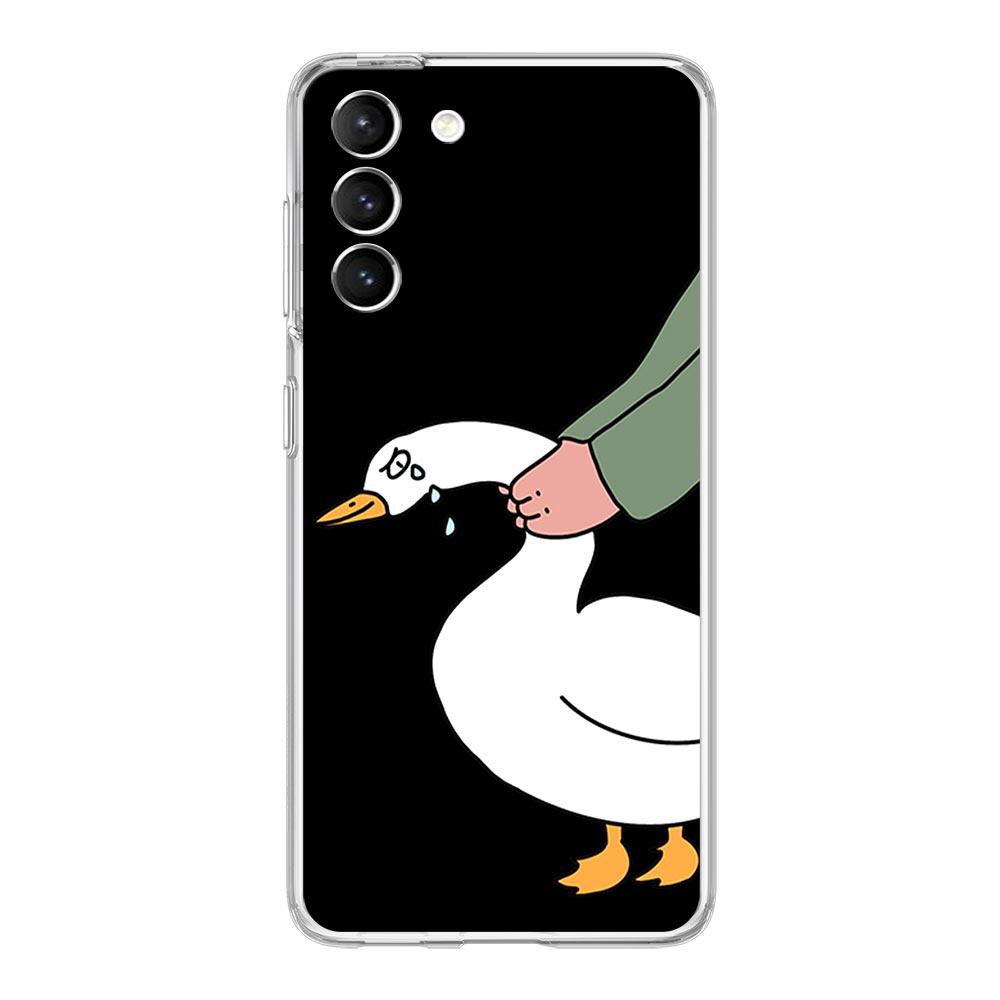 Cartoon Doubt Duck Shockproof Phone Case For Samsung Galaxy S23 Ultra S22 5G S20 S21 FE 5G S10E S9 S8 S10 Plus Soft Clear Cover
