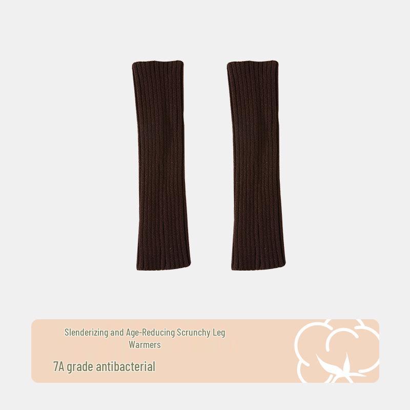 Gray Women's Slouchy Knit Leg Warmers, Spring & Autumn Style Long Socks, Y2K Calf Socks for Mary Jane Shoes.