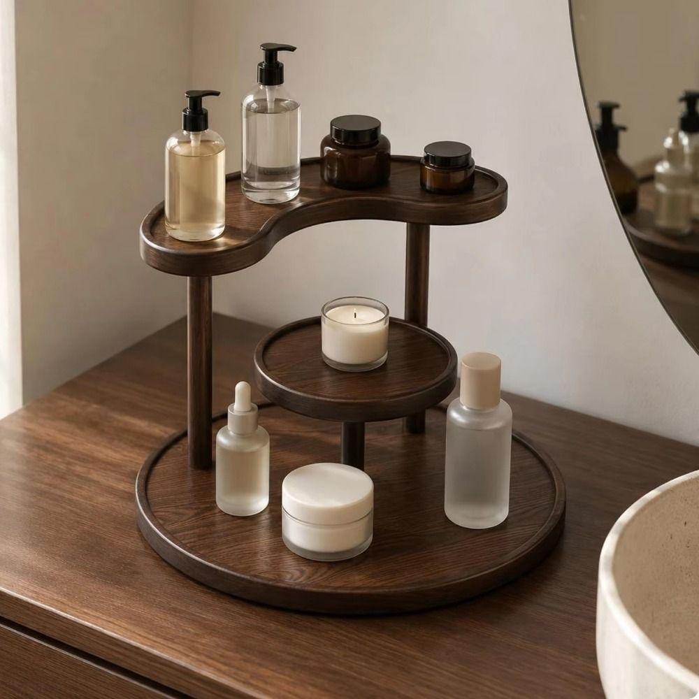 Curved Edge Round Base Storage Rack Detachable Perfume Jewelry Display Stand  Study