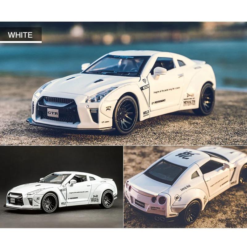 1/32 NISSAN GTR Race Legering Bilmodell Diecasts og leketøy Kjøretøy Lekebiler Gratis frakt Barneleker for barn Gaver Gutteleke