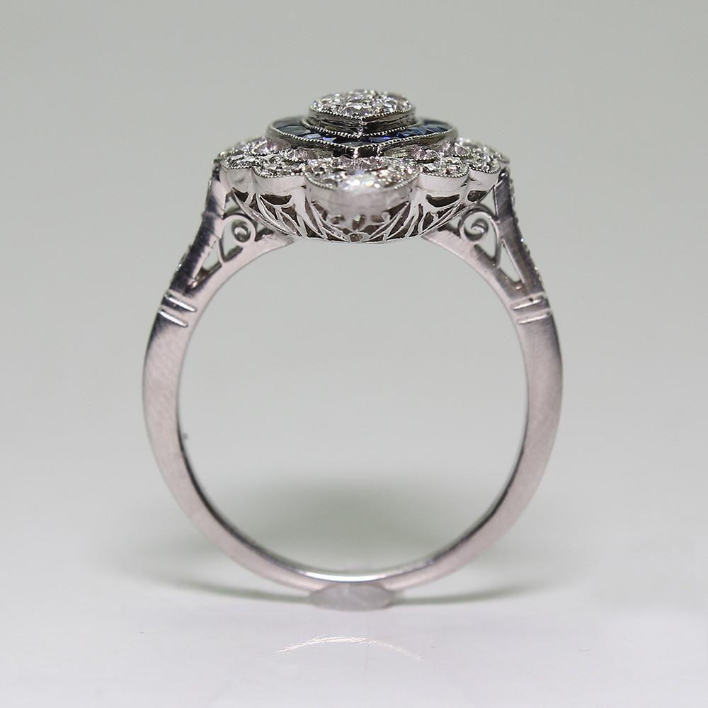 Fashion Hollow Full Diamond Blue White Zircon Ring Women  Copper New Party Birthday Wedding Jewelry Gift