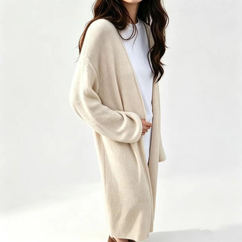 Womens Oversized Crochet Knit Cardigan With V-Neck Loose Fit Long Sleeve Lightweight Mohair Blend Open Front Sweater