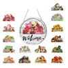 Decorative Wooden Door Sign Interchangeable Seasonal Welcome for Front Door, 12 Inch Round Wood Hanging Housewarming Gift For New Home with