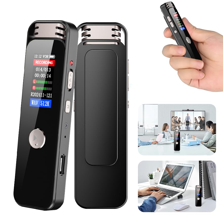 Compact Voice IC Recorder for 32GB Large Capacity 1536kbps Long Continuous Recording Dual Noise Up To 128GB TF Card Charging OTG MP3 Player Easy Ideal