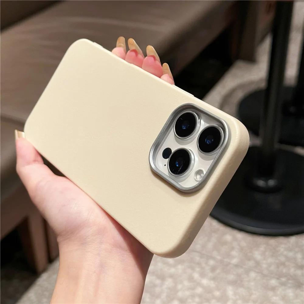 Matte Litchi Texture Leather Soft Case For iPhone 17 16 16E 15 14 13 12 11 Pro Max XS XR 7 8 Plus SE2 Silicone Shockproof Cover