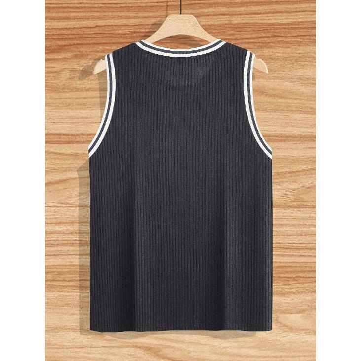 Canottiera Estiva a Maglia a Righe Verticali Vestibilità Fitness da Uomo Canottiera I-Shaped Color Block