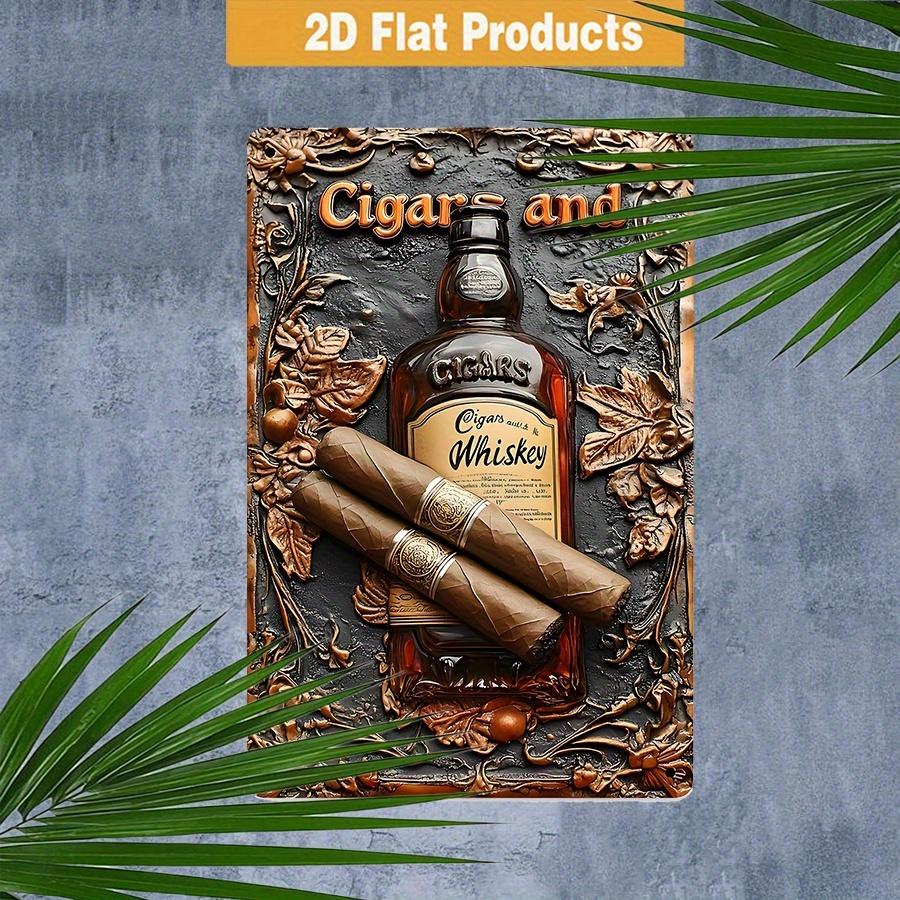 

Vintage Metal Tin Sign Whiskey And Cigar Interesting Decorative Hanging Plaque Suitable for Room Wall Decoration Res 20x30cm（7.8x11.8inch）