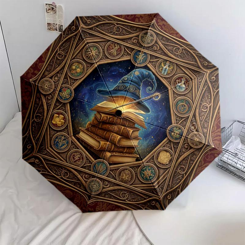 1 PC Automatic Folding Umbrella - Cartoon Pattern, Portable & Foldable Design with 9 Ribs, Christmas Birthday Gifts