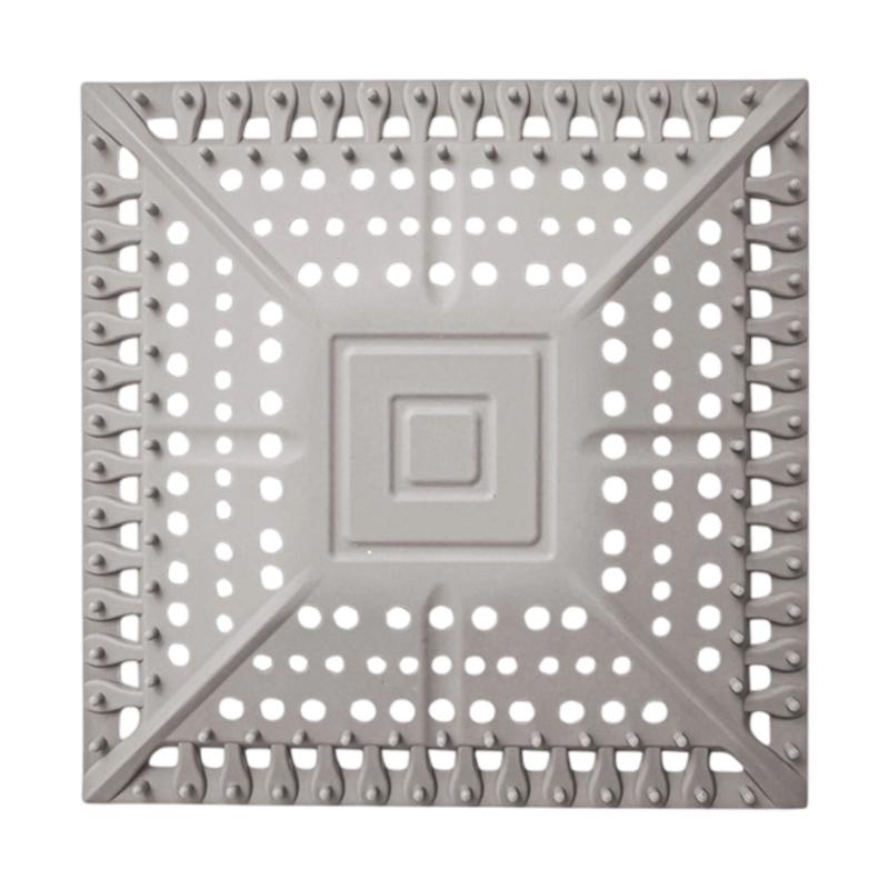 

Shower Drain Hair Catcher Square Shape Silicone Sink Filter Hair Clean Up Waste Catcher Kitchen Bathroom Accessory серый