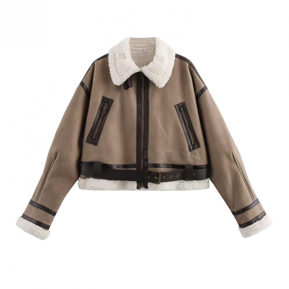 European and American style, new women's clothing, fashionable, versatile, retro fur integrated short jacket