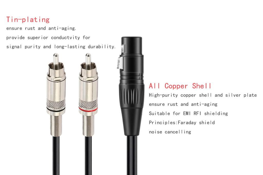 Luxferre XLR to RCA Converter Cable, RCA to XLR Converter Cable, Canon RC A Cable, 1m, Canon Female to Canon Female, Oxygen-Free Copper Cable, Highly