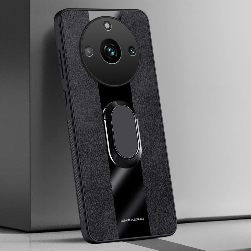 

Шкіряний чохол з кільцем-тримачем для Realme 11 Pro Plus, чохол, розкішний магнітний силіконовий захисний чохол для телефону для Realme 11 5G Realme11 For Realme 11 Pro чорний