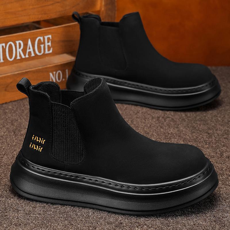 22 Spring and Autumn British Vintage Chelsea Boots Casual High Top Leather Shoes Outdoor Martin Boots