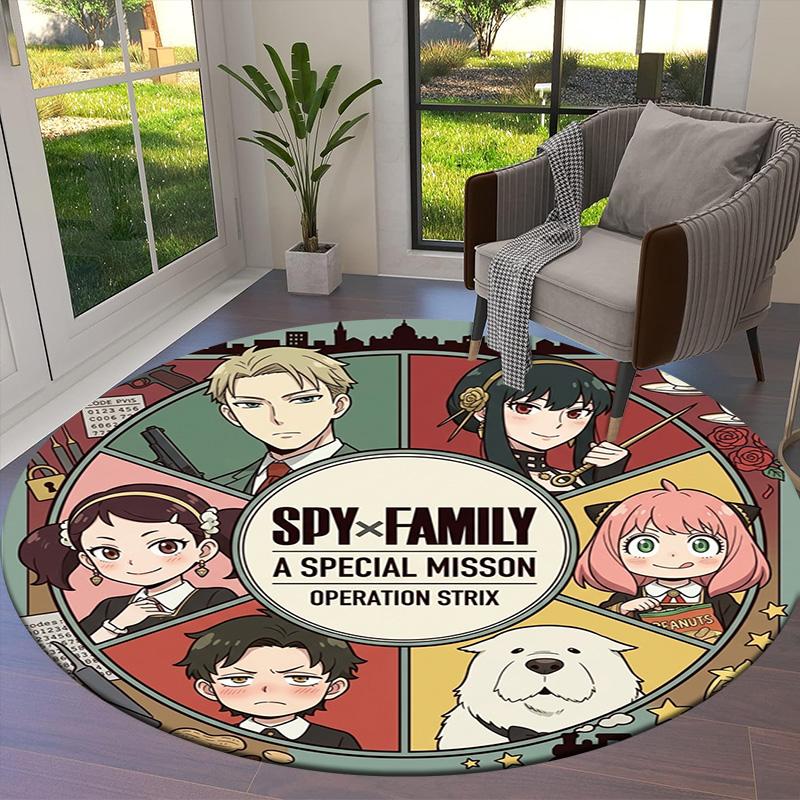 Spy Family Round Area Rug Carpet Rug For Living Room Bedroom Sofa Playroom Decor Nonslip Floor Mat