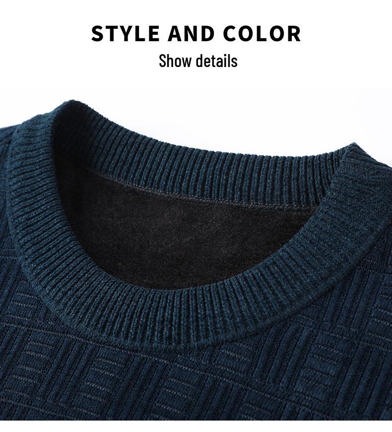 Men's Chenille Jacquard Fleece Pullover Sweater - Autumn/Winter 2022