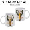 1pc 11oz Double-Sided Printed Beer Lover Mug, Simple Ceramic Cup for Coffee, Fun Gift Choice