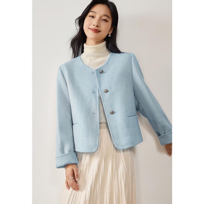 

VICTORIA&VERA Women s Elegant Wool Blend Short Coat L