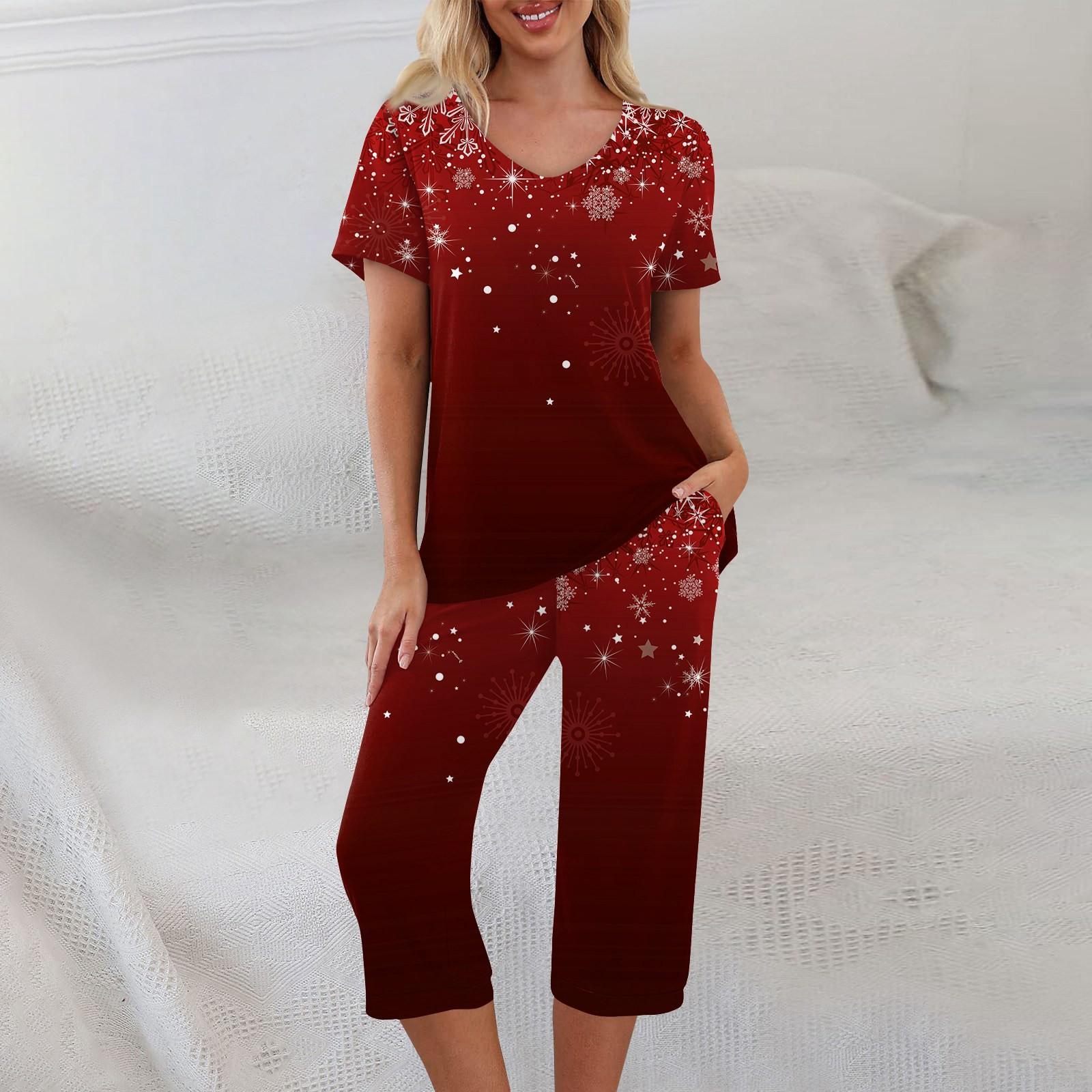 

Комплекты из 2 предметов для женщин, летний топ с короткими рукавами и брюки с карманами, мягкие комплекты для тренировок XXXL винный