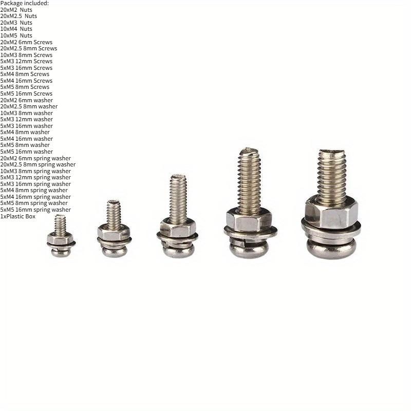 320Pcs Stainless Steel SS304 Screws An Head Screws Nuts Bolts Assortment Kit M2 M2.5 M3 M4 M5 Metic Nut And Bolt Assortment