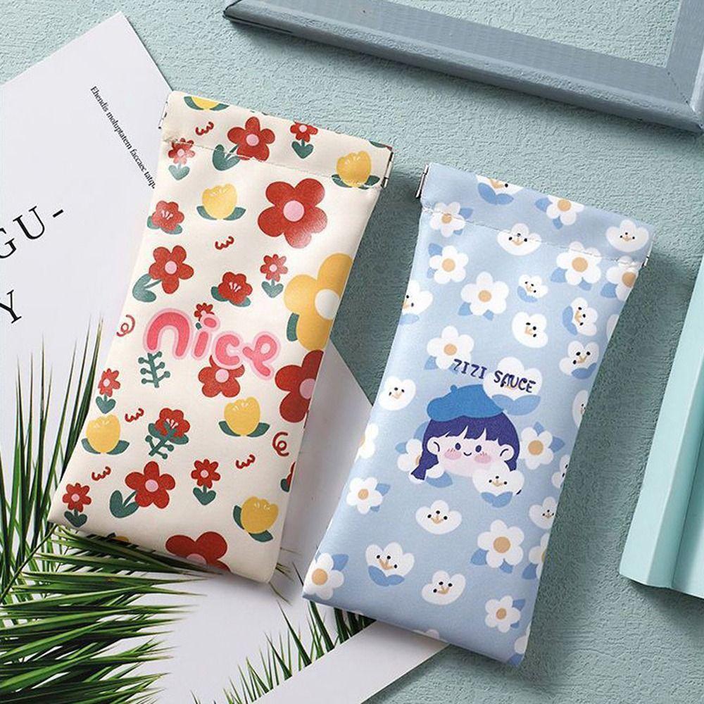 Eyeglasses Holder Flower PU Leather Glasses Case Sunglasses Bag Cosmetic Bag Women Spring Bag