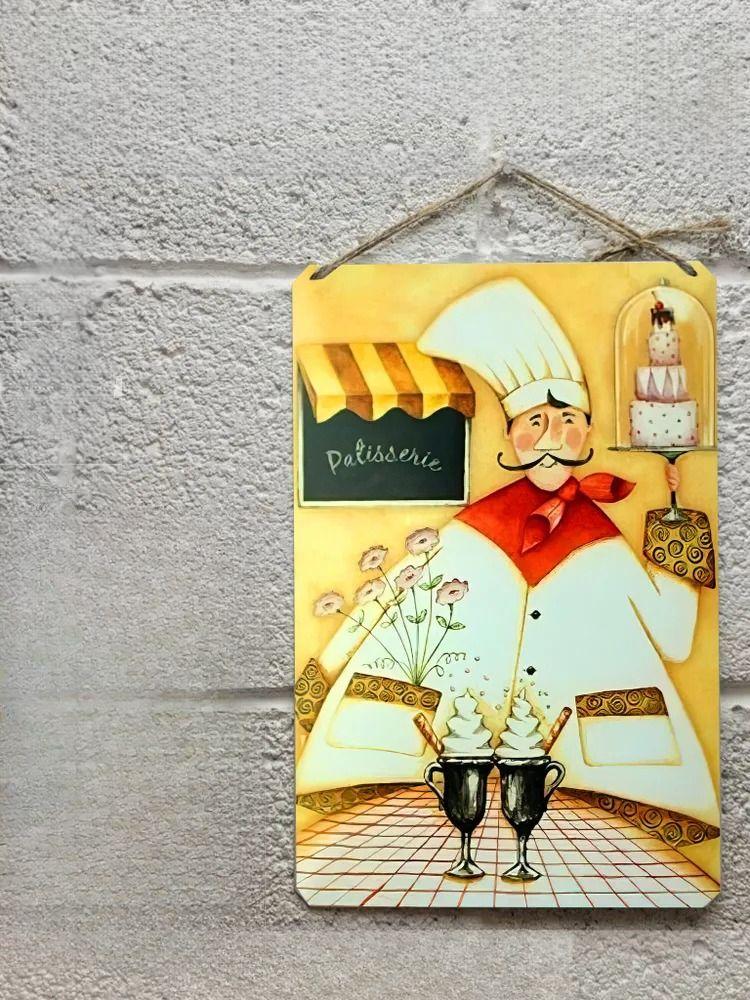 Chef Cook Metal Wall Art, Kitchen Restaurant Decor Poster
