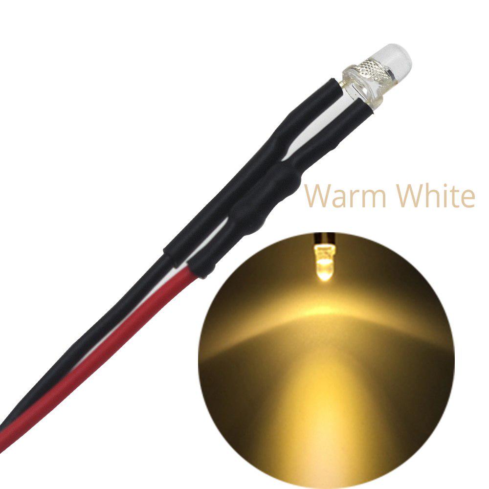 5X F3 3mm 20cm Vorverdrahtete LED-Rundlichtlampe, Chip-Perlen-Kabel, DC 12V-Emitting-Dioden
