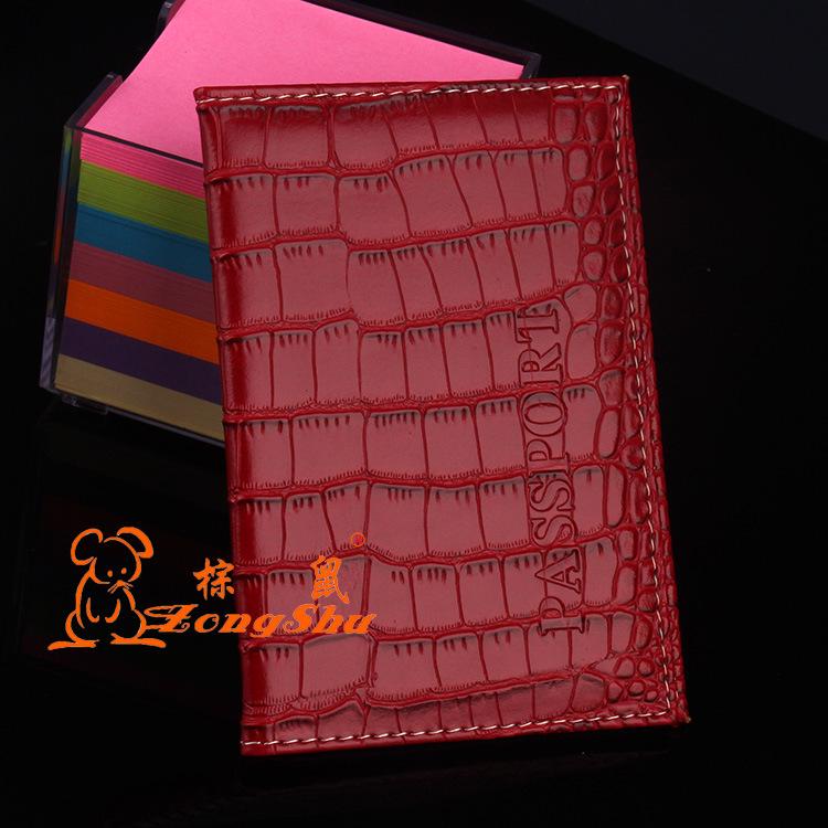 Crocodile Pattern Leather Passport Holder - PU Leather Travel Cover