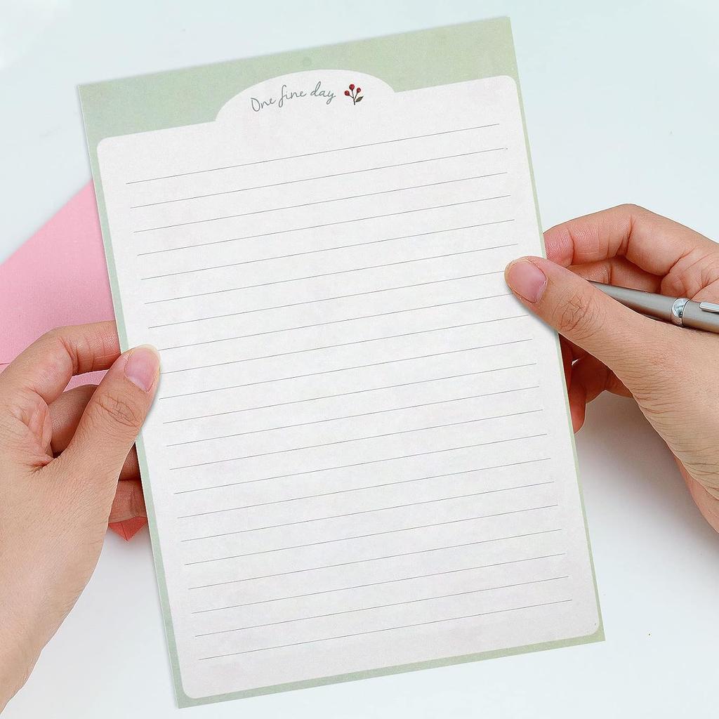 Stationary Paper and Envelopes Set, 36 PCS Lined Stationary Writing Paper with 18 PCS Matching Envelopes, Fresh Floral Style Letter Writing Paper for
