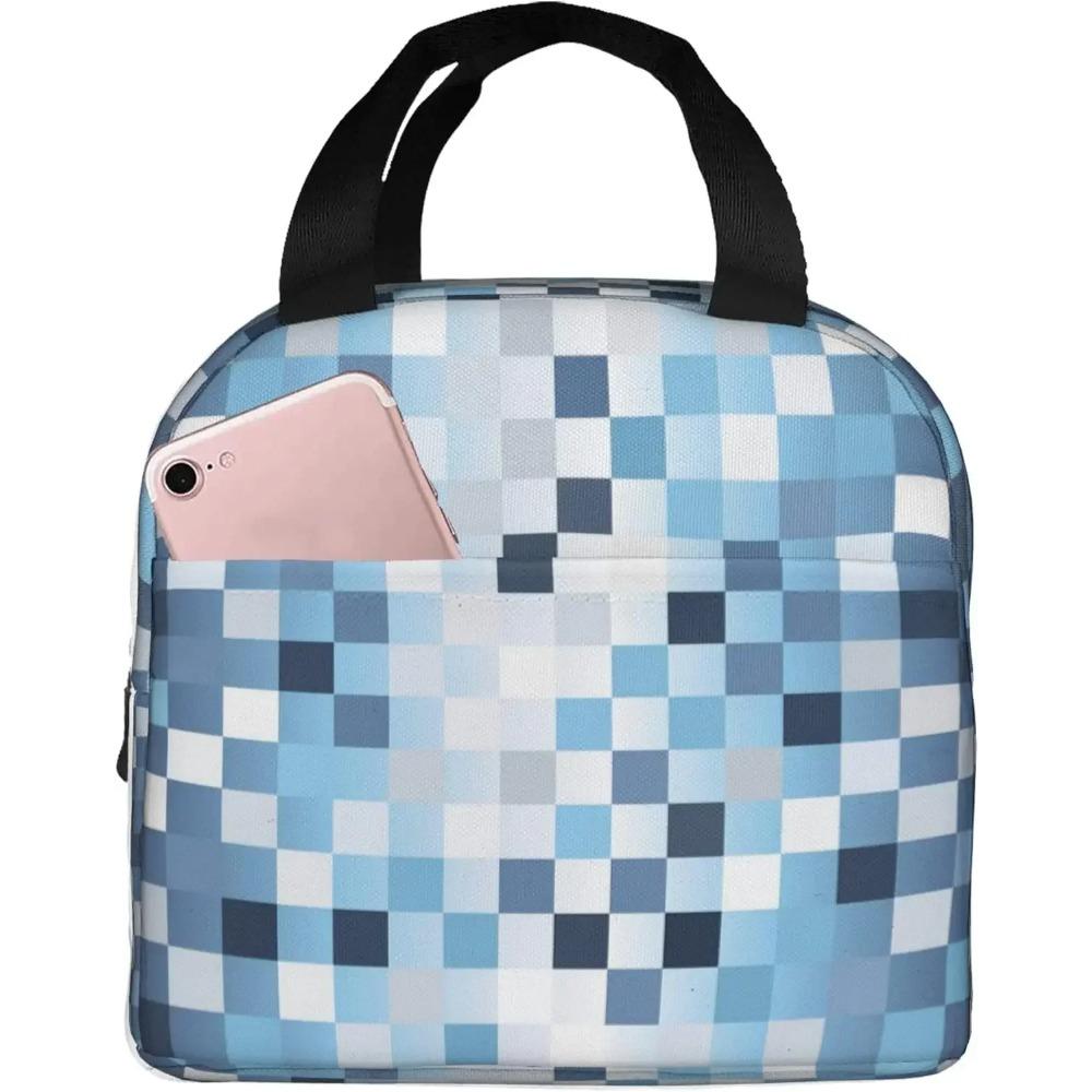 Blauer Pixel Männer Frauen Erwachsene Frohes Thanksgiving Halloween Lunchtasche Snacktasche für Arbeit Büro Outdoor Picknick Wasserdicht