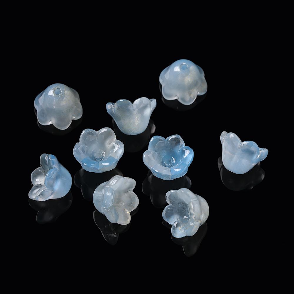 20pcs Colorful Lily of The Valley Flower Shape Bead 12x11mm Lampwork Glass Loose Beads for DIY Craft Jewelry Making Accessories