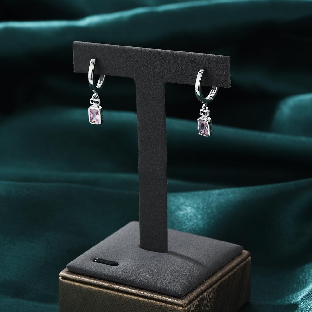 Black and White Design Black Pink Zirkonové náušnice se zirkony