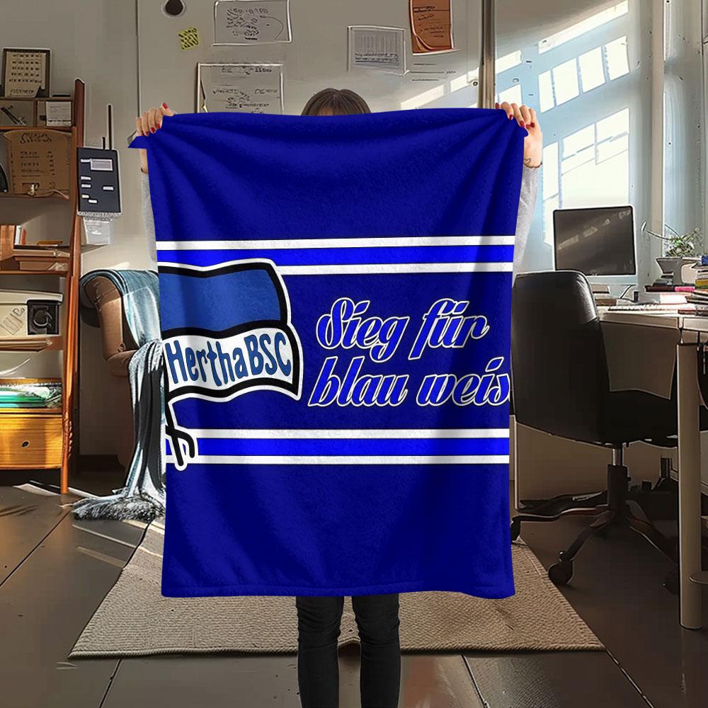 1PC Hertha BSC Patterned Flannel Blanket Suitable For All Seasons for Home Decor Warmth and Comfort Gifts Holiday Present