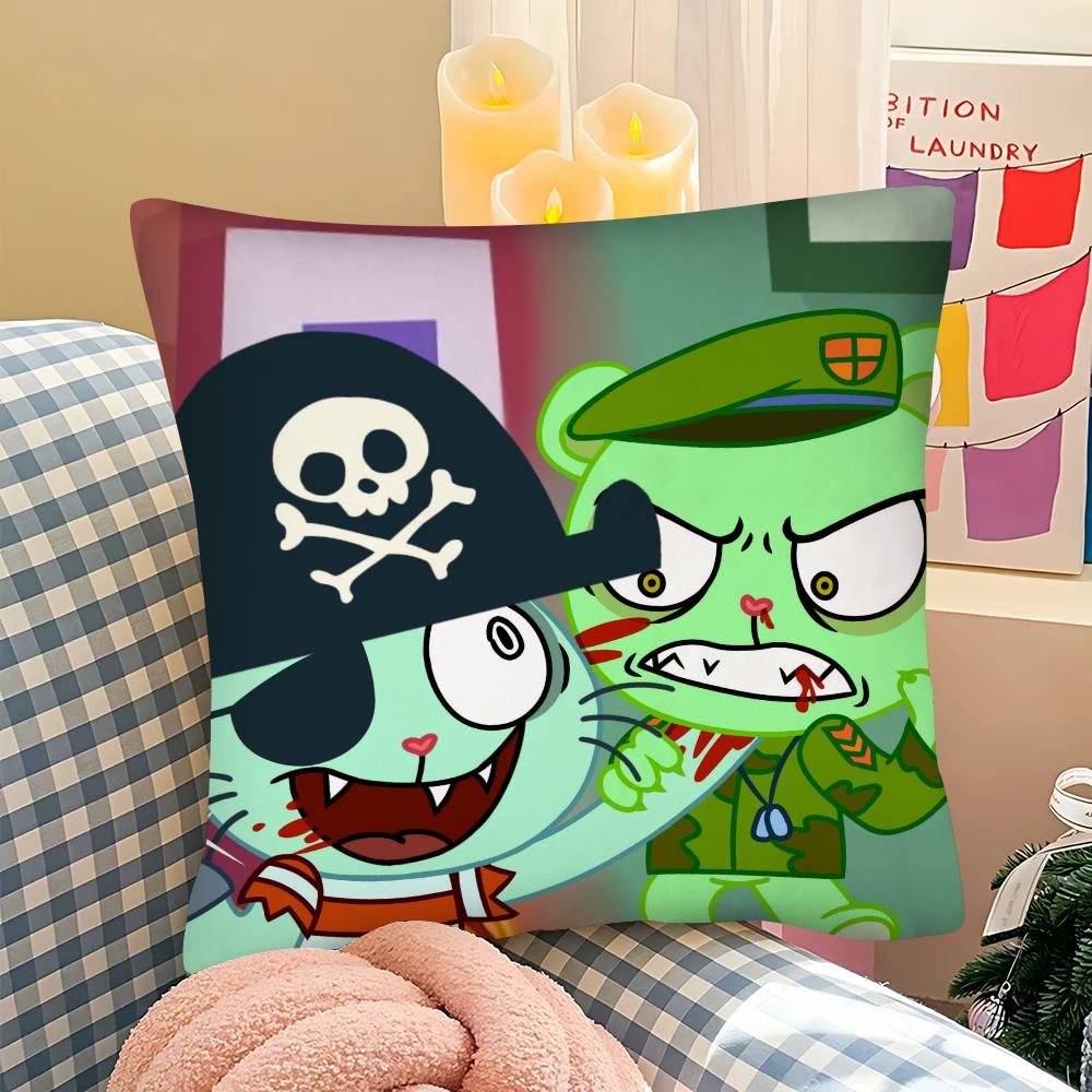 1Pc Anmie A-Happy Tree Friends-S Pillow Case Fashion Square Pillowcase Bedroom Sofa Room Ins Decoration Leisure