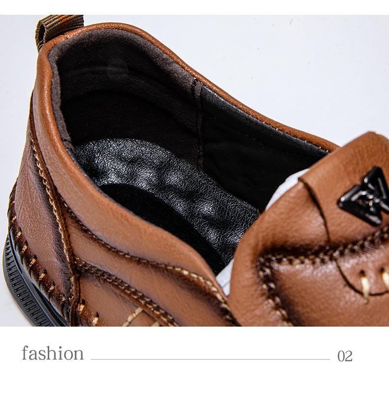 Men's Soft-Soled Leather Slip-On Loafers - Lightweight Casual Design