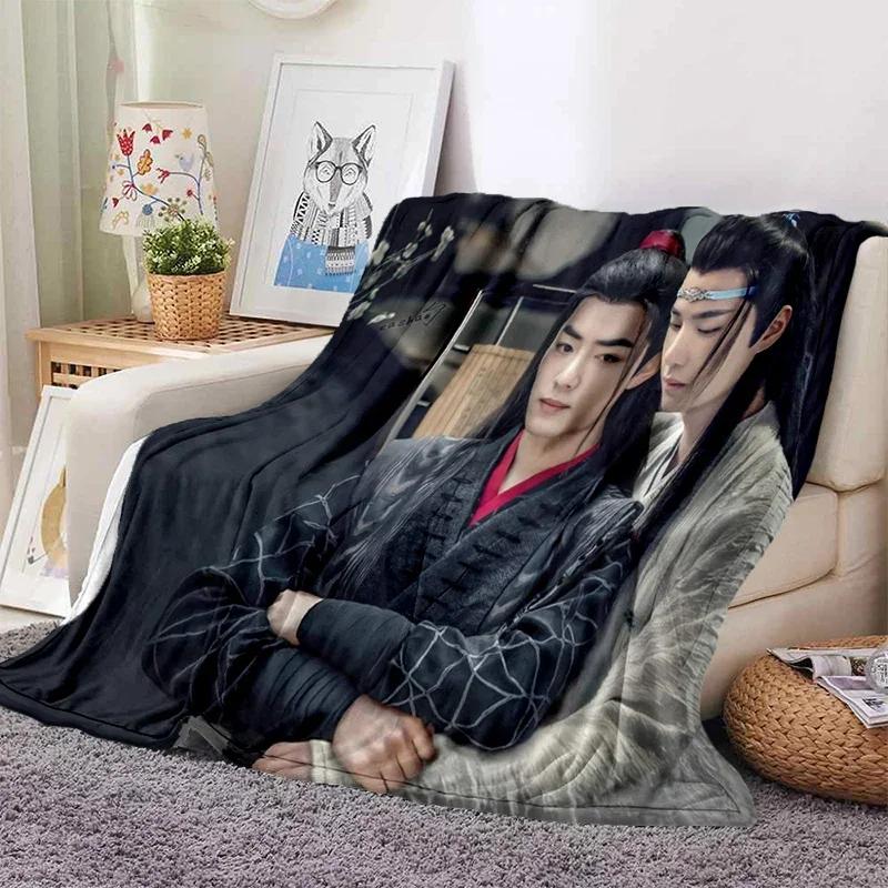 Drama The Untamed xiao zhan wang yi bo Soft Throw Blanket Throw Blanket Soft Cartoon Printed Bedspread Bedspread Sofa Gift#(3)