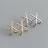 Geometric X-Shaped Zircon Stud Earrings Women Sterling Fashion Jewelry 2025 Fall Collection