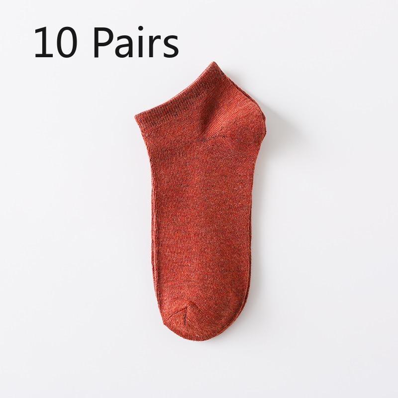 10 Pairs of Men's Boat Socks, Nude Socks, Solid-color Couple Short Socks, Retro Solid-color Cotton Sports Socks, Casual and Versatile